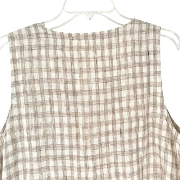 Eileen Fisher Organic Linen Slub Gingham Check Shift Dress size medium Natural - Picture 7 of 10
